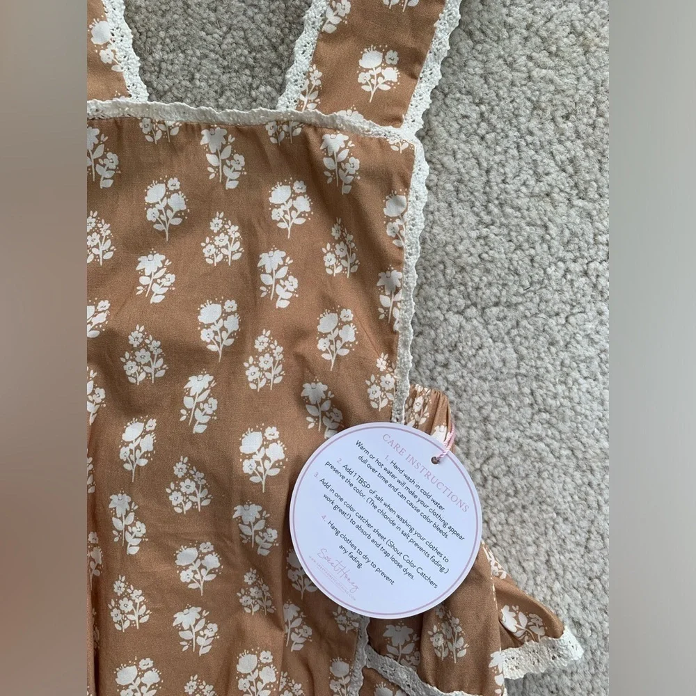 SweetHoney NWT Size 2T Bubble Romper on Mustard Floral